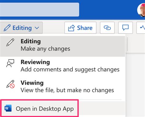 Choose a default app. The Open in app feature supports all file types, not just Word, Excel, and PowerPoint. For example, you can open a .pdf or a .mp4 file in the desktop app by clicking the Open in app option.. If there is a default app available to open a file, then the Open in app option automatically chooses the default app to open that file.